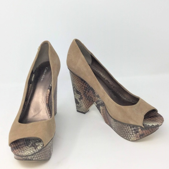 Calvin Klein Wedges Suede Snake Kainen 8.5M - Picture 1 of 8